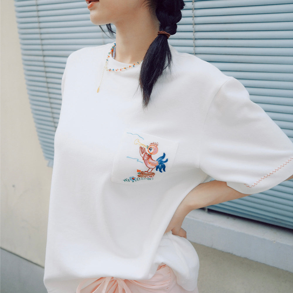 ROOSTER EMBRODIERY TEE