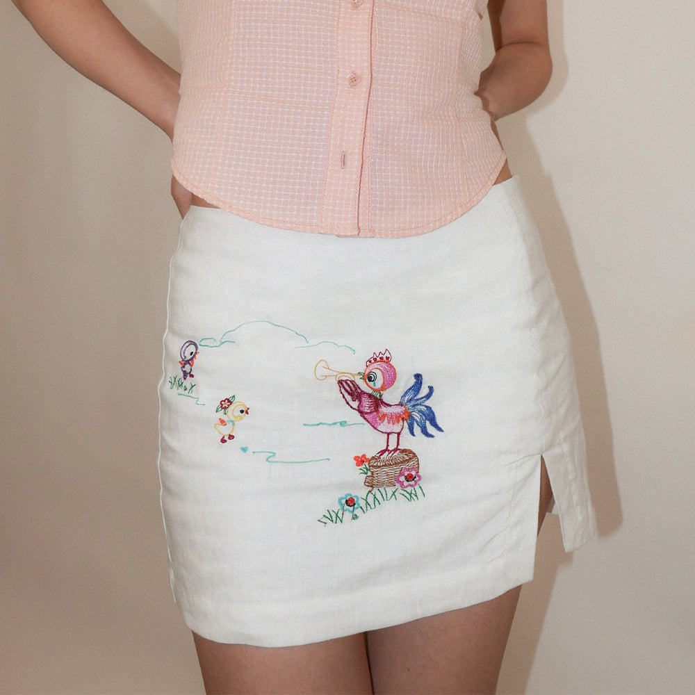 ROOESTER EMBROIDERY SKIRT