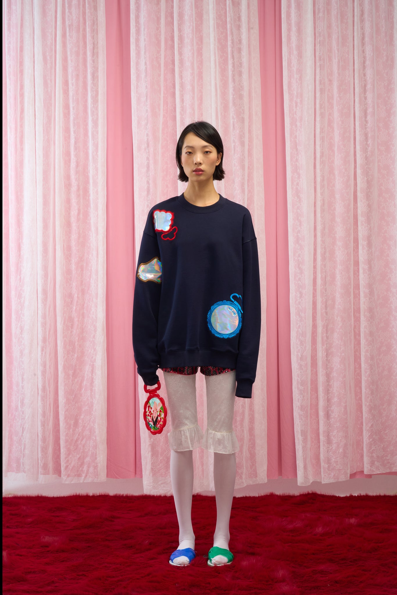 Mirror Embroidery Crewneck Sweatshirt