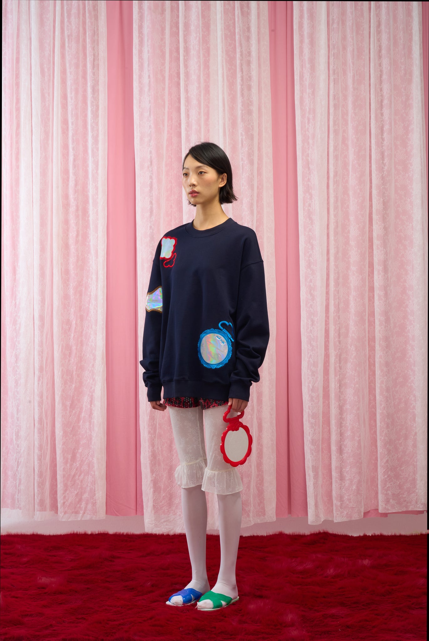 Mirror Embroidery Crewneck Sweatshirt