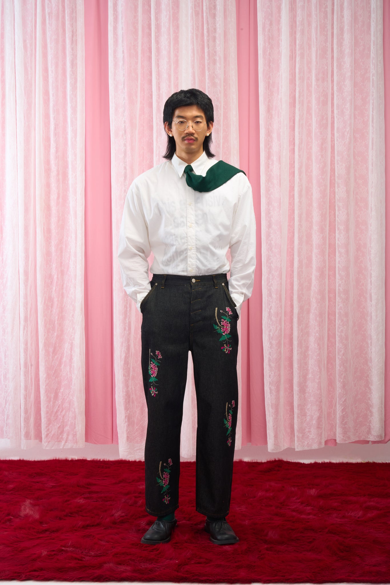 Cross-Stitch Denim Pants