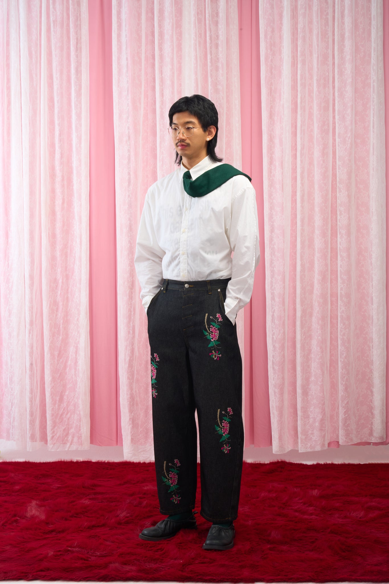 Cross-Stitch Denim Pants