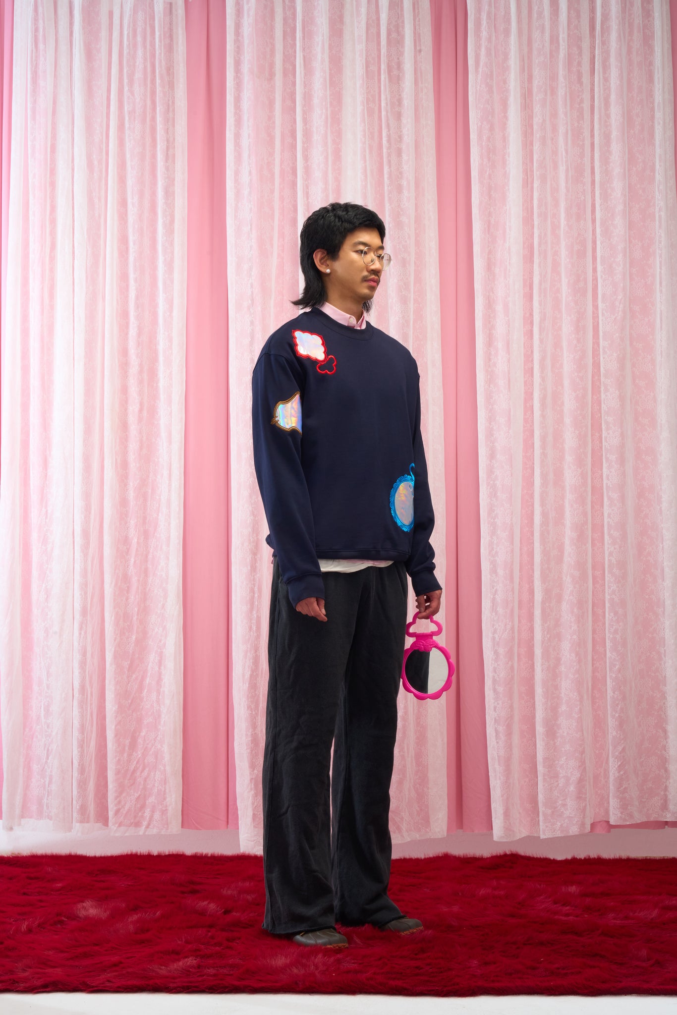 Mirror Embroidery Crewneck Sweatshirt